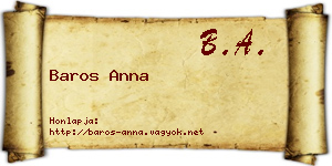Baros Anna névjegykártya