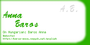 anna baros business card